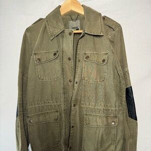 Levi’s Women’s Cargo Utility Jacket – Size 6 – Elbow Patch Detail, Olive Green